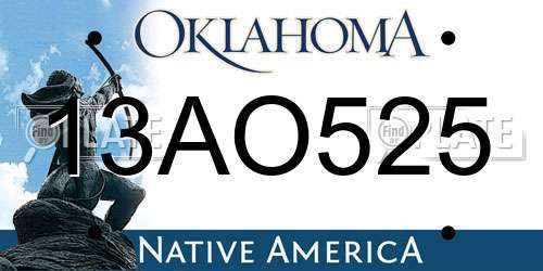 13AO525 Oklahoma License Plate