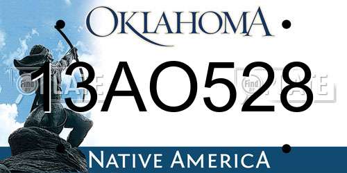 13AO528 Oklahoma License Plate