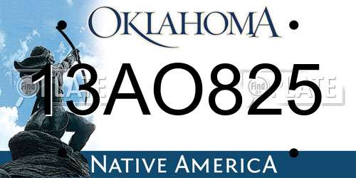 13AO825 Oklahoma License Plate