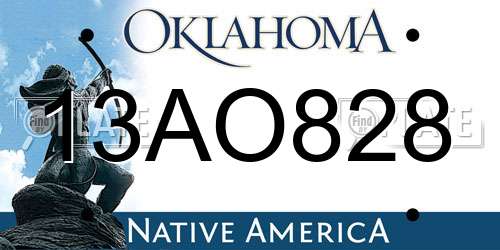 13AO828 Oklahoma License Plate