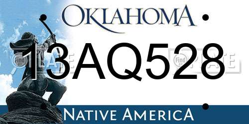 13AQ528 Oklahoma License Plate
