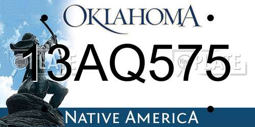 13AQ575 Oklahoma License Plate