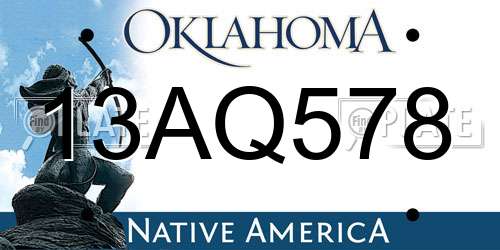 13AQ578 Oklahoma License Plate