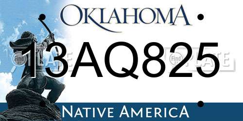 13AQ825 Oklahoma License Plate