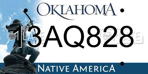 13AQ828 Oklahoma License Plate