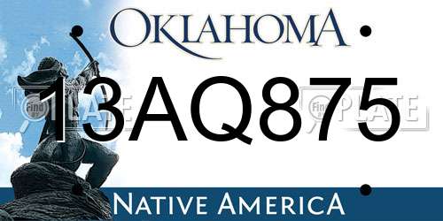 13AQ875 Oklahoma License Plate