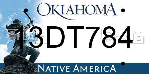 13DT784 Oklahoma License Plate