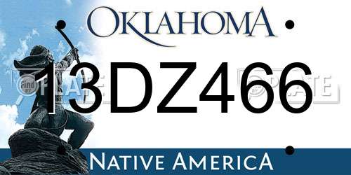 13DZ466 Oklahoma License Plate