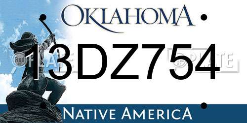 13DZ754 Oklahoma License Plate