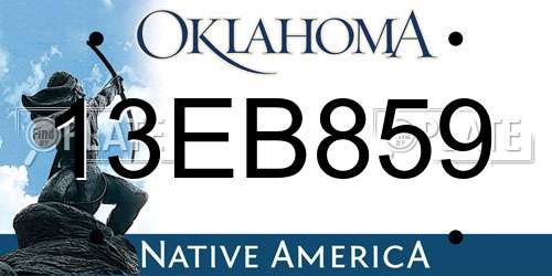 13EB859 Oklahoma License Plate