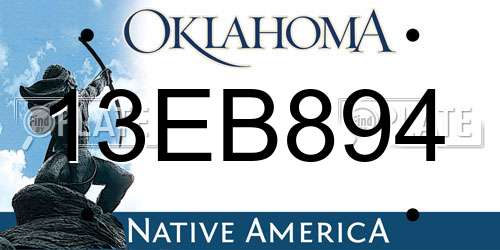13EB894 Oklahoma License Plate