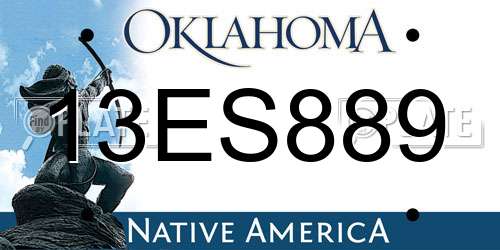 13ES889 Oklahoma License Plate
