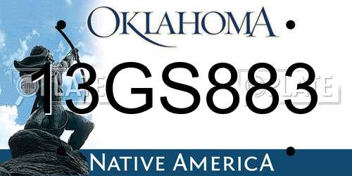 13GS883 Oklahoma License Plate