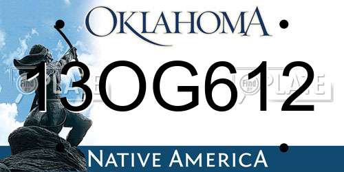 13OG612 Oklahoma License Plate