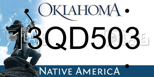 13QD503 Oklahoma License Plate