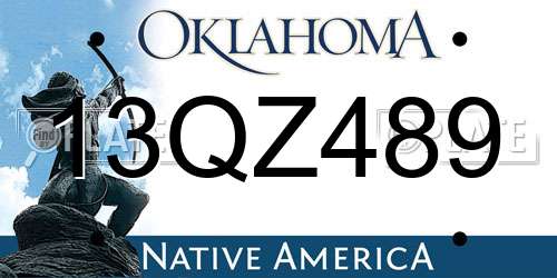 13QZ489 Oklahoma License Plate