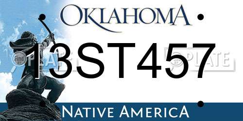 13ST457 Oklahoma License Plate