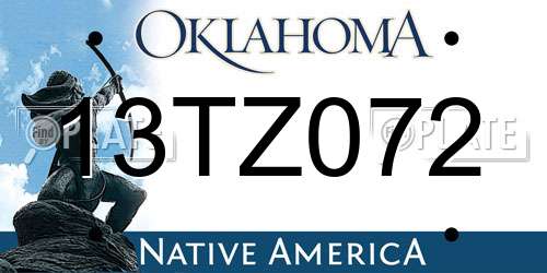 13TZ072 Oklahoma License Plate
