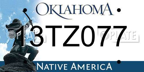 13TZ077 Oklahoma License Plate