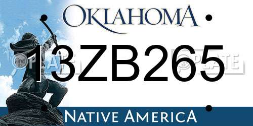 13ZB265 Oklahoma License Plate
