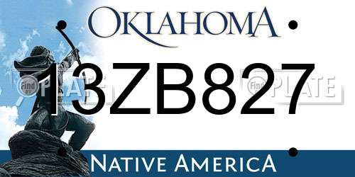 13ZB827 Oklahoma License Plate