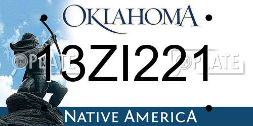 13ZI221 Oklahoma License Plate