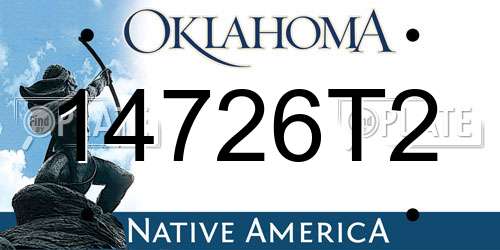 14726T2 Oklahoma License Plate