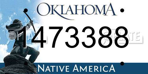 1473388 Oklahoma License Plate