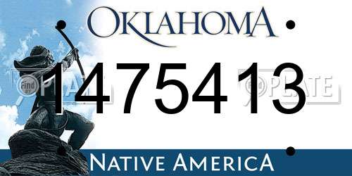 1475413 Oklahoma License Plate