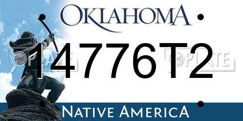 14776T2 Oklahoma License Plate