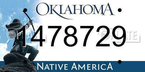 1478729 Oklahoma License Plate
