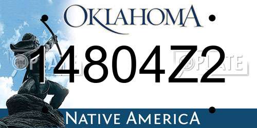 14804Z2 Oklahoma License Plate