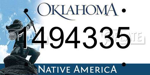 1494335 Oklahoma License Plate