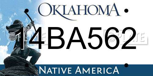 14BA562 Oklahoma License Plate