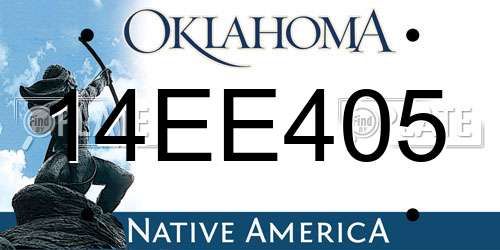 14EE405 Oklahoma License Plate
