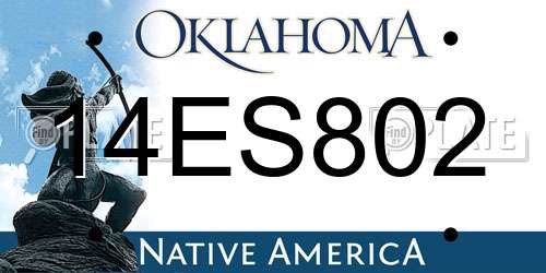14ES802 Oklahoma License Plate