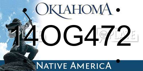 14OG472 Oklahoma License Plate