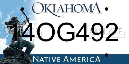 14OG492 Oklahoma License Plate