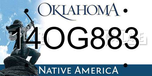 14OG883 Oklahoma License Plate