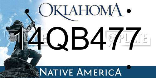14QB477 Oklahoma License Plate