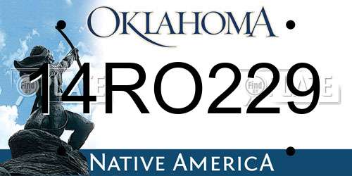 14RO229 Oklahoma License Plate