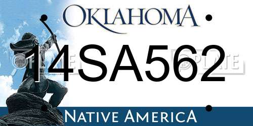 14SA562 Oklahoma License Plate