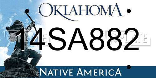 14SA882 Oklahoma License Plate
