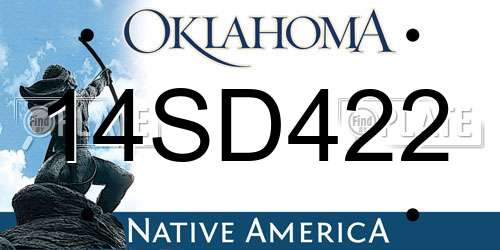 14SD422 Oklahoma License Plate