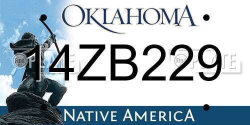 14ZB229 Oklahoma License Plate