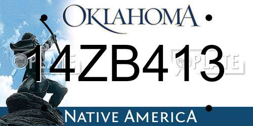 14ZB413 Oklahoma License Plate