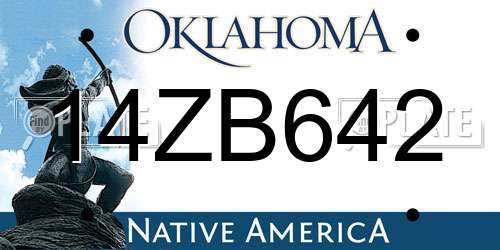 14ZB642 Oklahoma License Plate