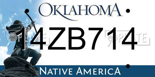 14ZB714 Oklahoma License Plate