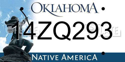 14ZQ293 Oklahoma License Plate