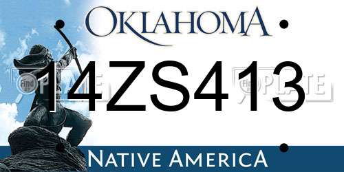 14ZS413 Oklahoma License Plate
